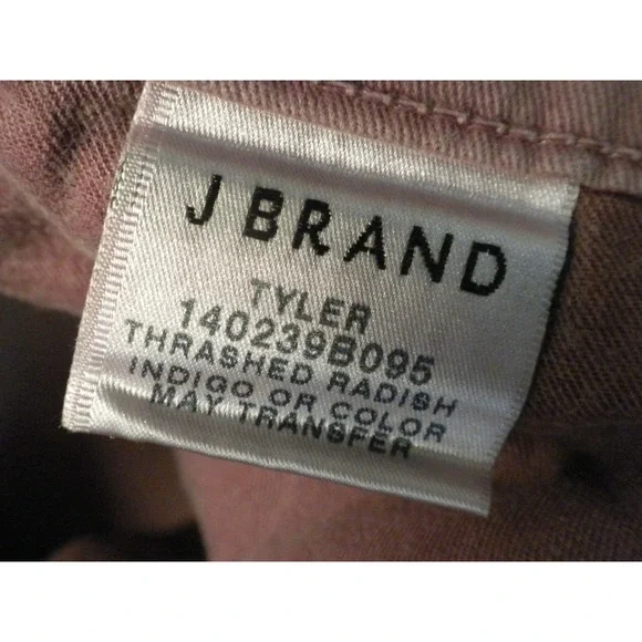J Brand Tyler Jeans Mens 33x32‎ Thrashed Radish Red Denim Slim Fit Distressed - Picture 10 of 16